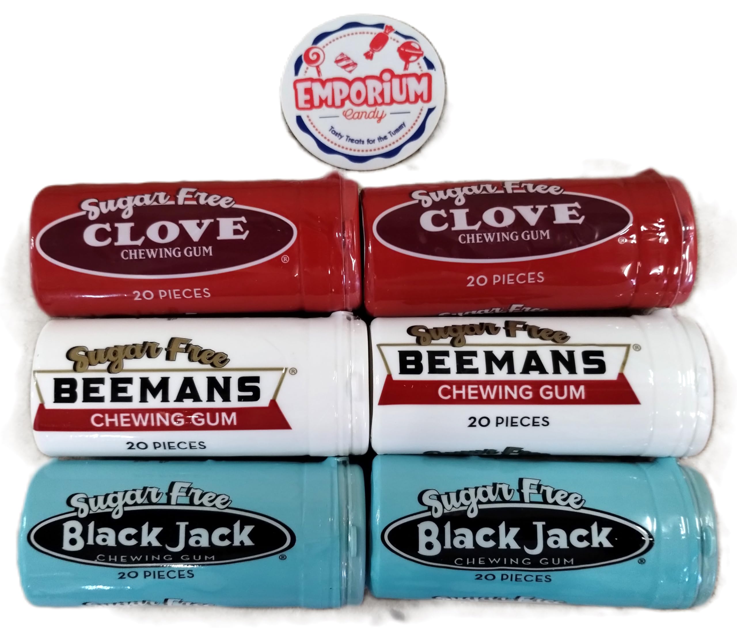Beemans Black Jack Clove Sugar Free Chewing Gum - 2 20 Piece Tubes of Each Flavor - Old Time Assortment