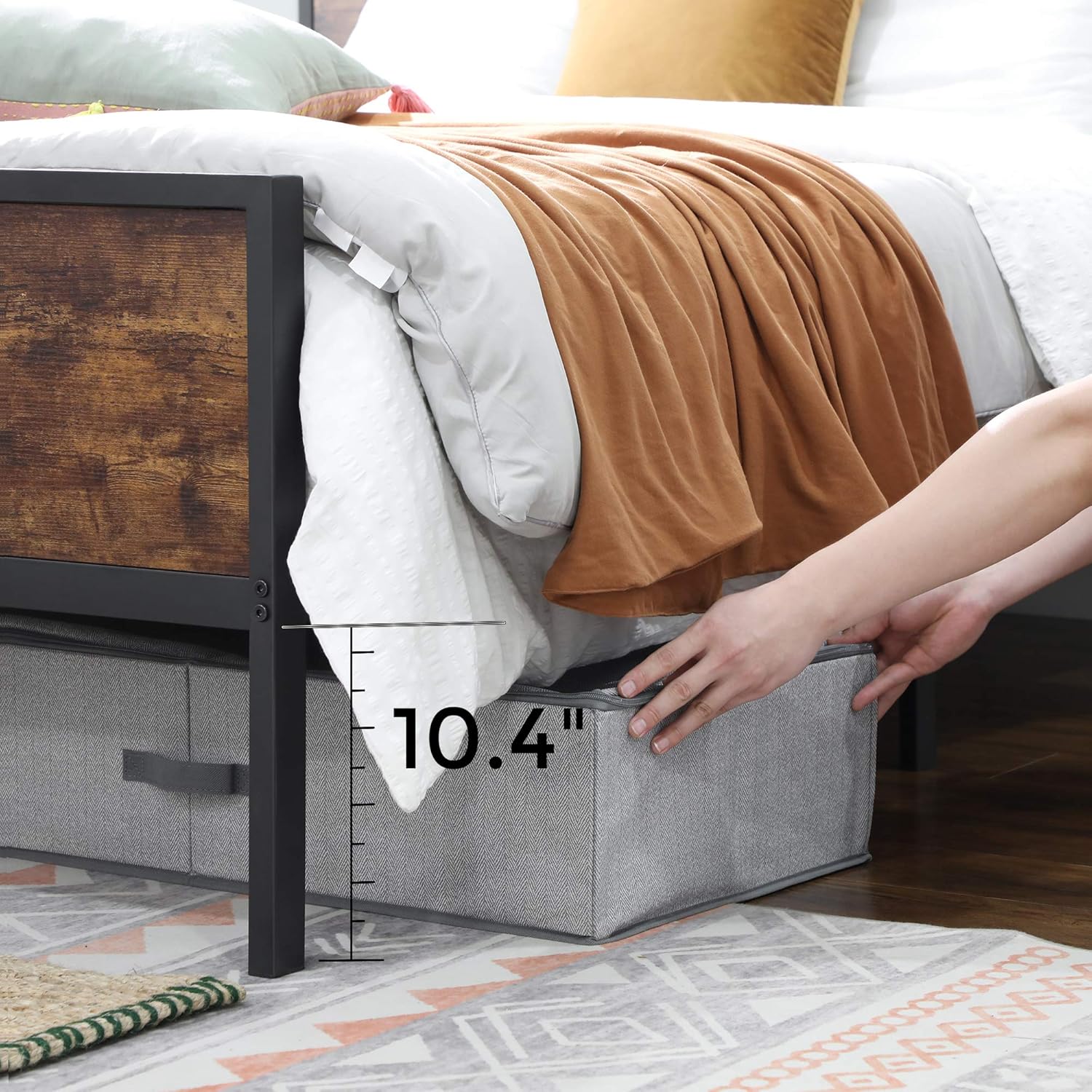 Best Deal Cheap 🛒 VASAGLE Metal Frame with Headboard, Footboard, No Box Spring Needed, Under-Bed Storage, Full, Classic Rustic Super Big Clearance! VASAGLE Metal Frame with Headboard, Footboard, No Box Spring Needed, Under-Bed Storage, Full, Classic Rustic