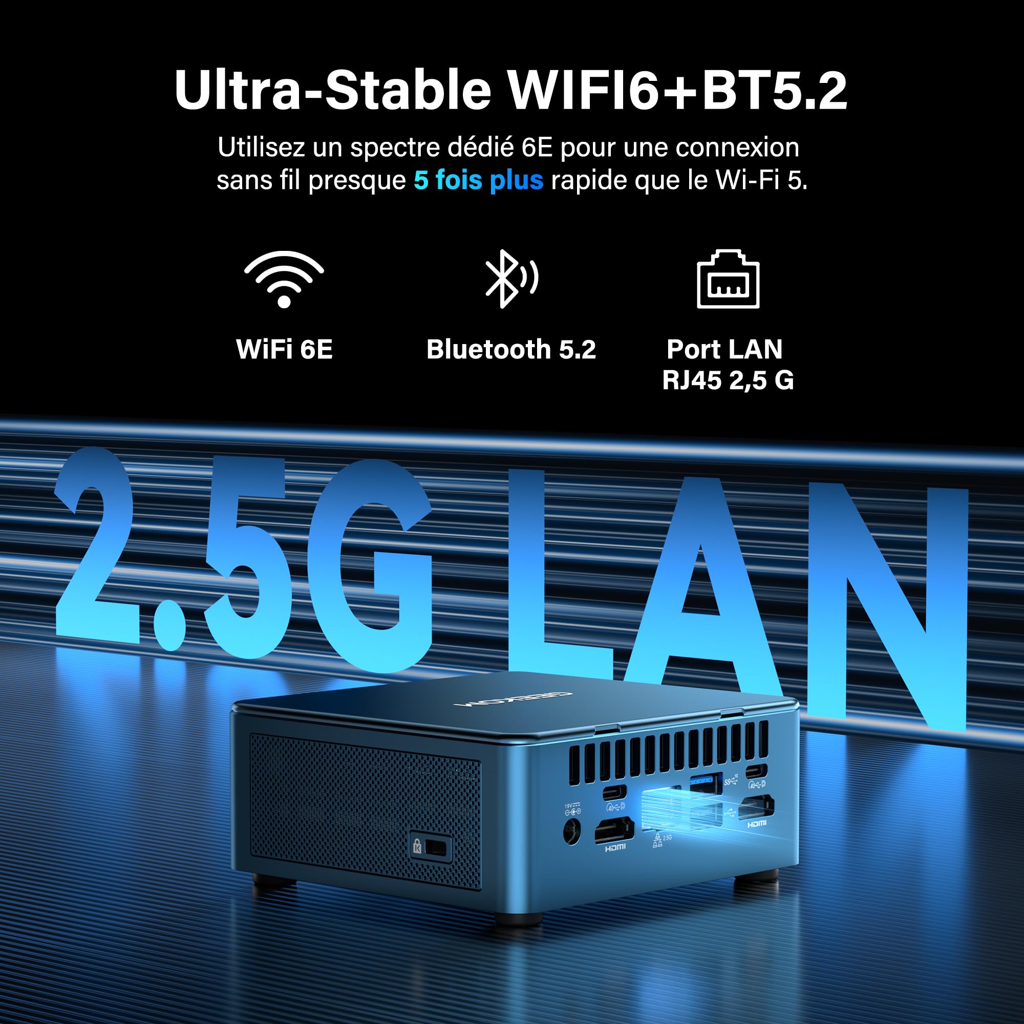 GEEKOM IT12 Mini PC avec Intel i5-12450H, 16Go DDR4 RAM(Évolutif) SSD 512Go(jusqu’à 4To), 2 caloducs cuivre, 2*USB4, Lecteur SD, 2.5G LAN, Windows 11 Pro,Mini Ordinateur de Bureau pour maison/business