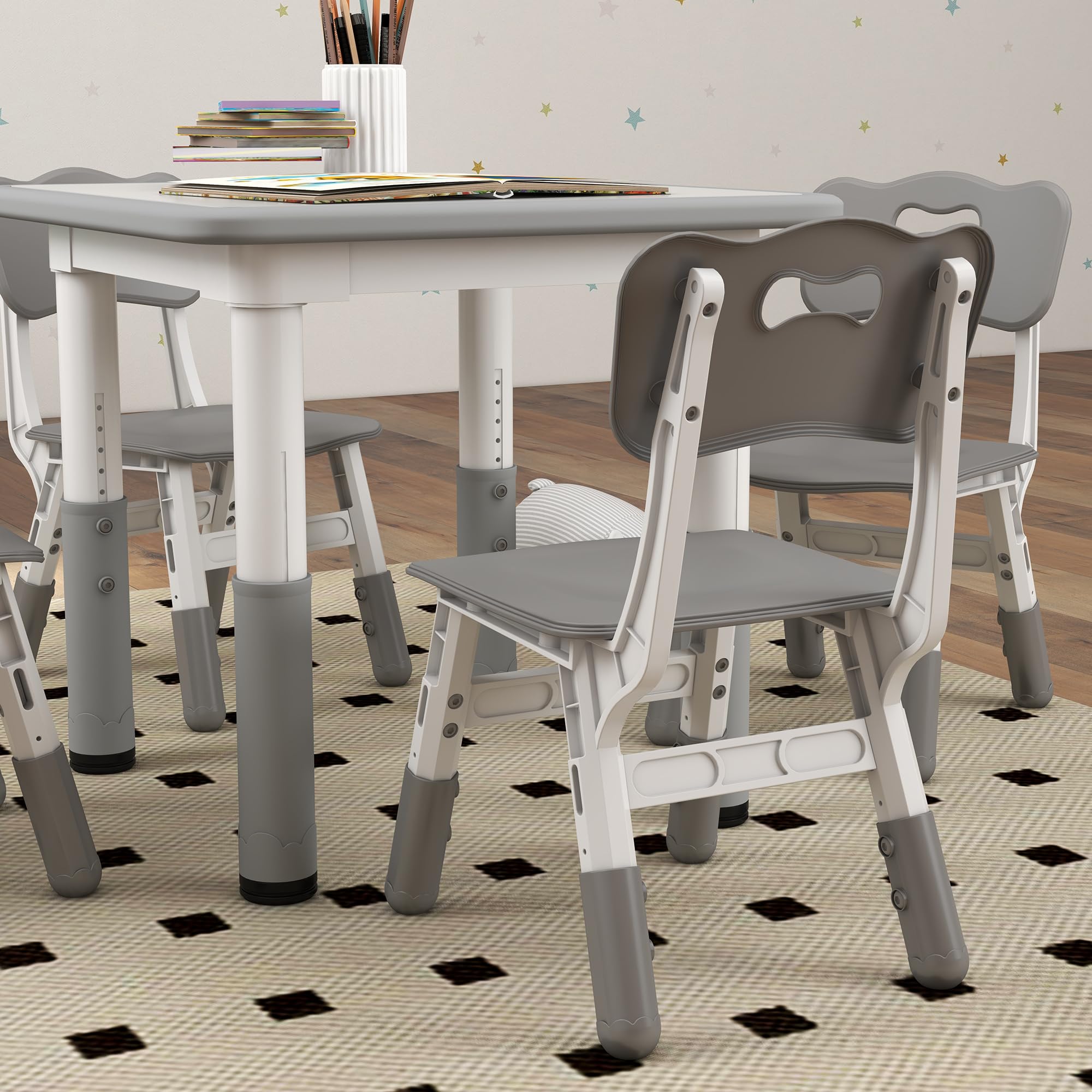 AIYAPLAY Ensemble Table et chaises pour Enfants Hauteur réglable Gris