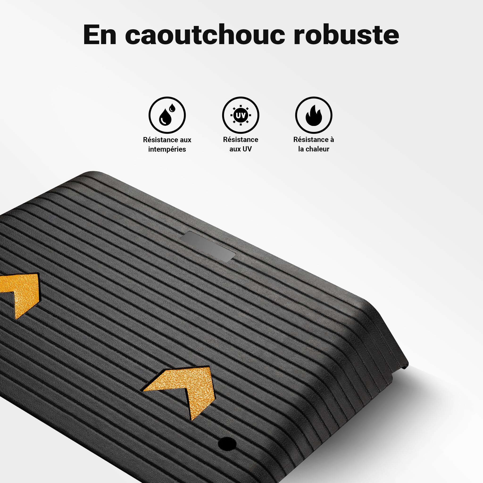 Wiltec Rampe d’accès – 902 x 620 x 102 mm – Capacité Max. 50 t – en Caoutchouc – Handicapés, Fauteuil Roulant & Déambulateur – Surface antidérapante