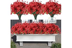 20 Bundles Artificial Flowers For Outdoors - UV Resistant Fake Flowers with Plastic Plants