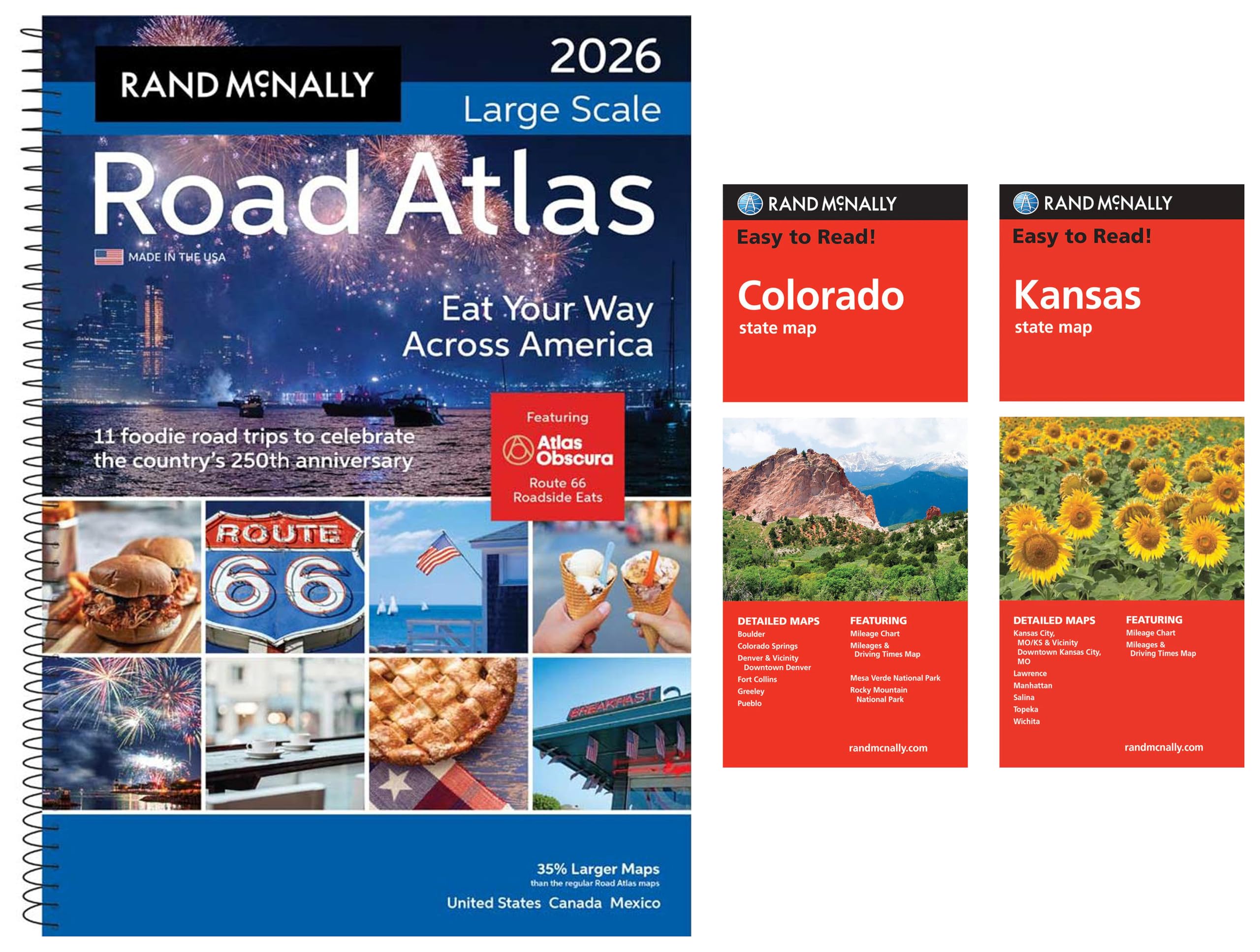 2026 Large Scale Road Atlas with Easy to Read Colorado & Kansas State Maps