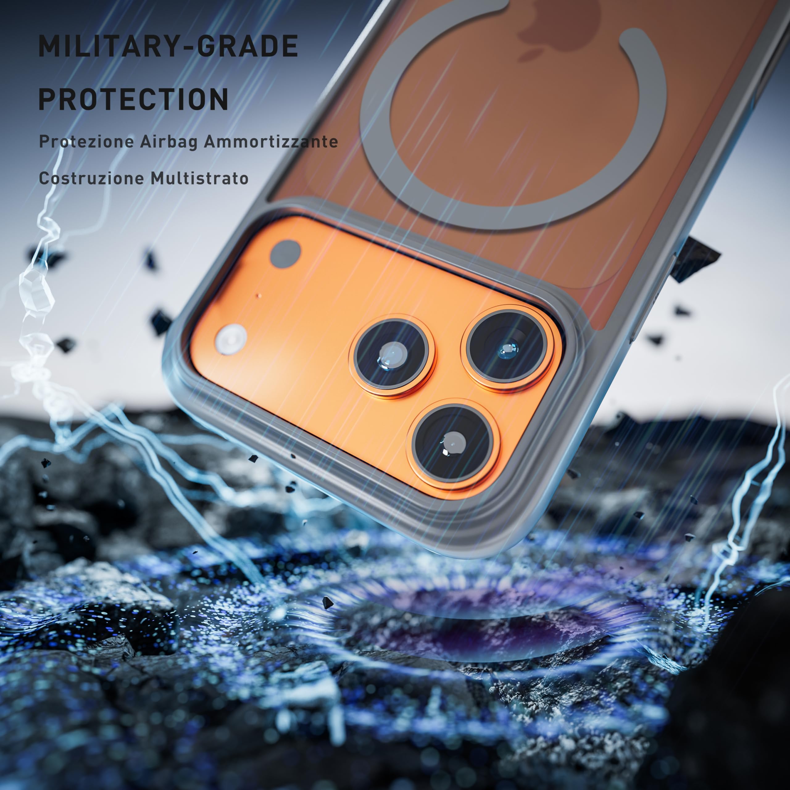 tigratigro Cover Magnetica per iPhone 17 Pro Max, Compatibile con Mag-Safe, Custodia Traslucida Opaca Posteriore Sottile Protettiva Case, Protezione Antiurto di Grado Militare, Grigio