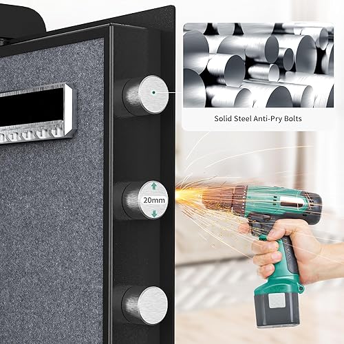 Miniatura 3 de YITAHOME Caja fuerte ignífuga de 2.5 pies cúbicos con bolsa de documentos segura ignífuga, bloqueo de teclado digital y estante extraíble, cajas