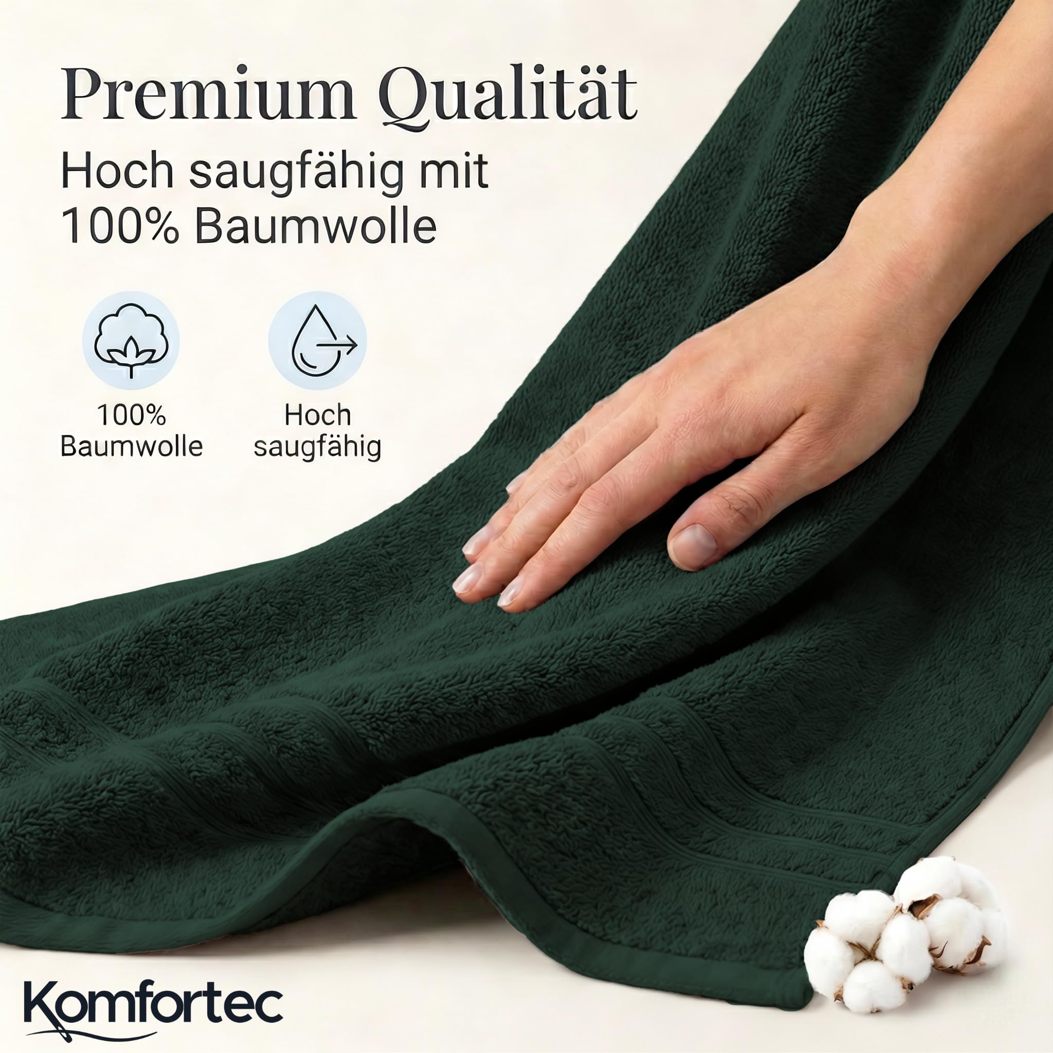 Komfortec Badetuch 100x200 cm aus 100% Baumwolle – Bild 4
