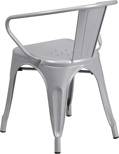 Vista 60 de Flash Furniture silla de metal con apoyabrazos, Metal