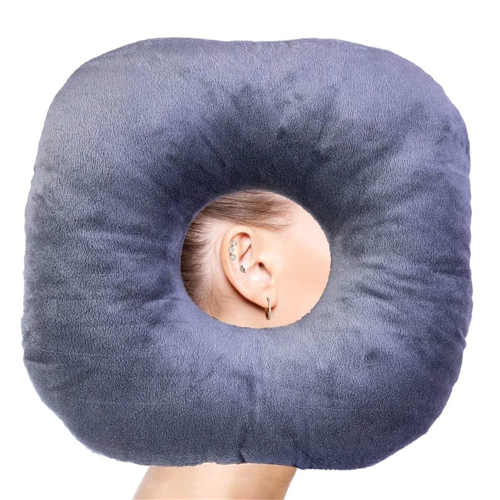 Ayztantine Ear Piercing Pillow with an Ear Hole Cotton Filling Ear Piercing Pillow Breathable Ergonomic with Hole Portable Comfortable Earring(Grey)