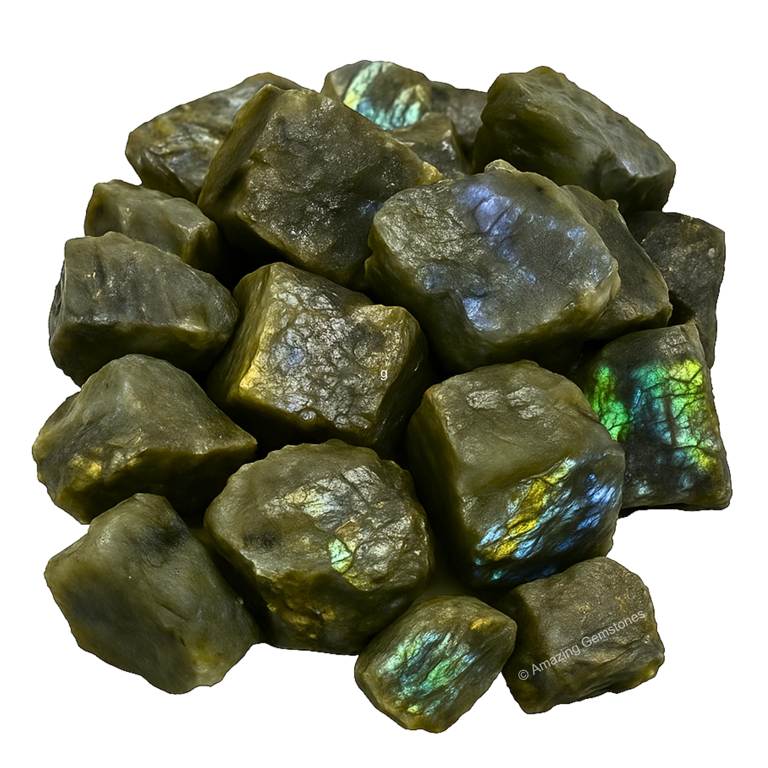 Amazing Gemstone Labradorite Raw Crystals and Healing Stones, Natural Rocks for Tumbling and DIY Raw Stones and Crystals (5 Pieces)