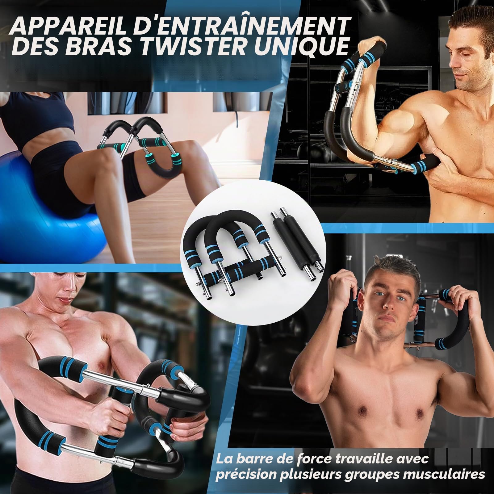 Musculation Bras Torsadés Réglable 66 à 110 lbs, Pectoraux Musculation Détachable, Musculation Avant Bras,Extenseur de Poitrine pour Lexercice des Epaules, Bras et Poitrine