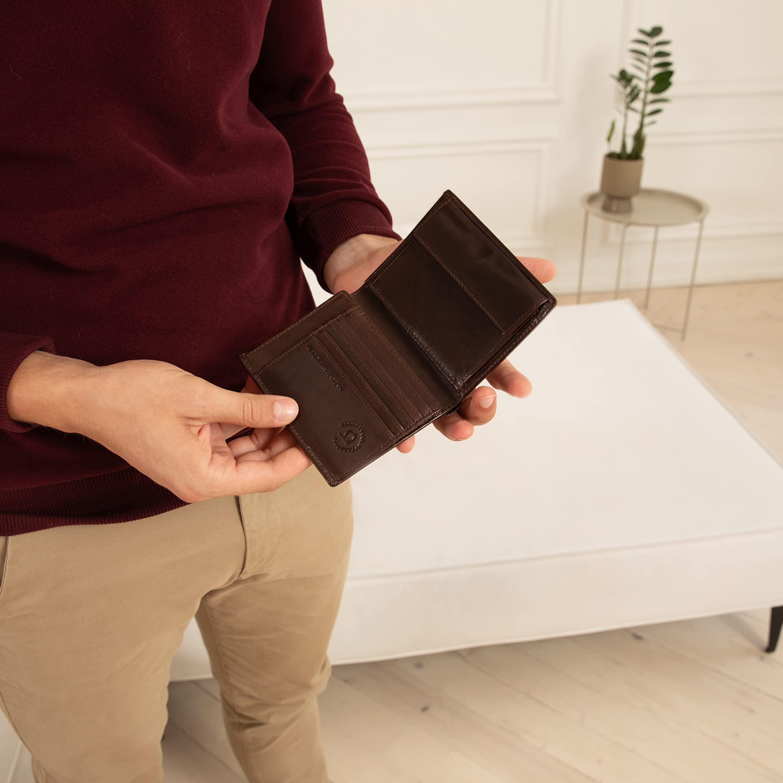 bugatti Romano Portfel męski ze skóry – blokada RFID – format pionowy – z klapką – Brązowy