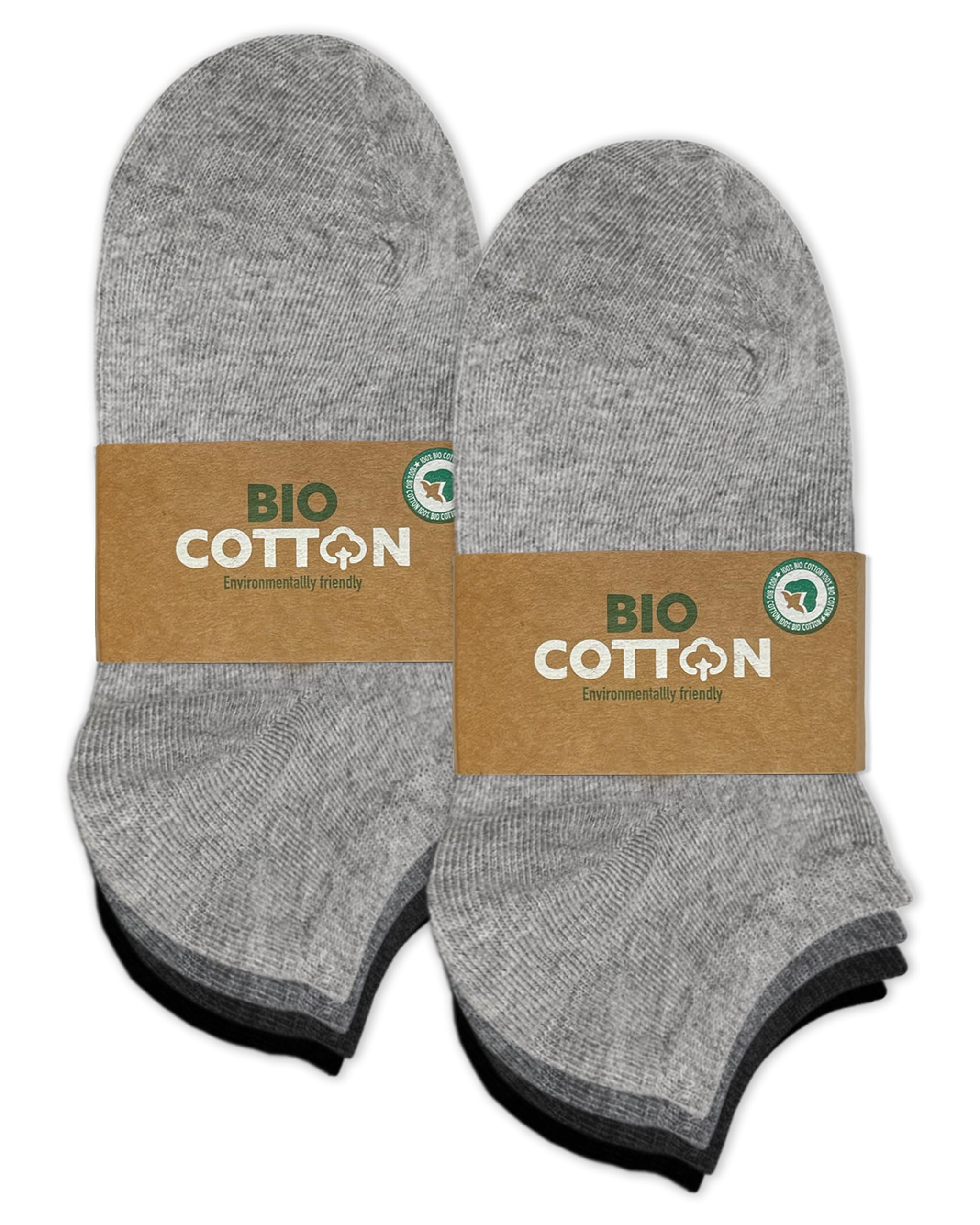 Mehrstrumpf Boys 8 Pairs (Multi-Grey) 8/12 Pairs Children 100% Organically Grown Sneaker Socks & Girls Without Seam (Model: Biolivia), 31-34