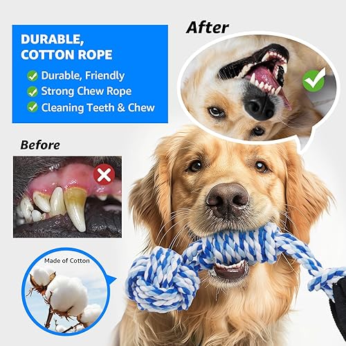 Vista 10 de LOOBANI Juguete de poste de resorte para Pitbull: juguetes de tira y afloja para perros pequeños y grandes masticadores agresivos para hacer