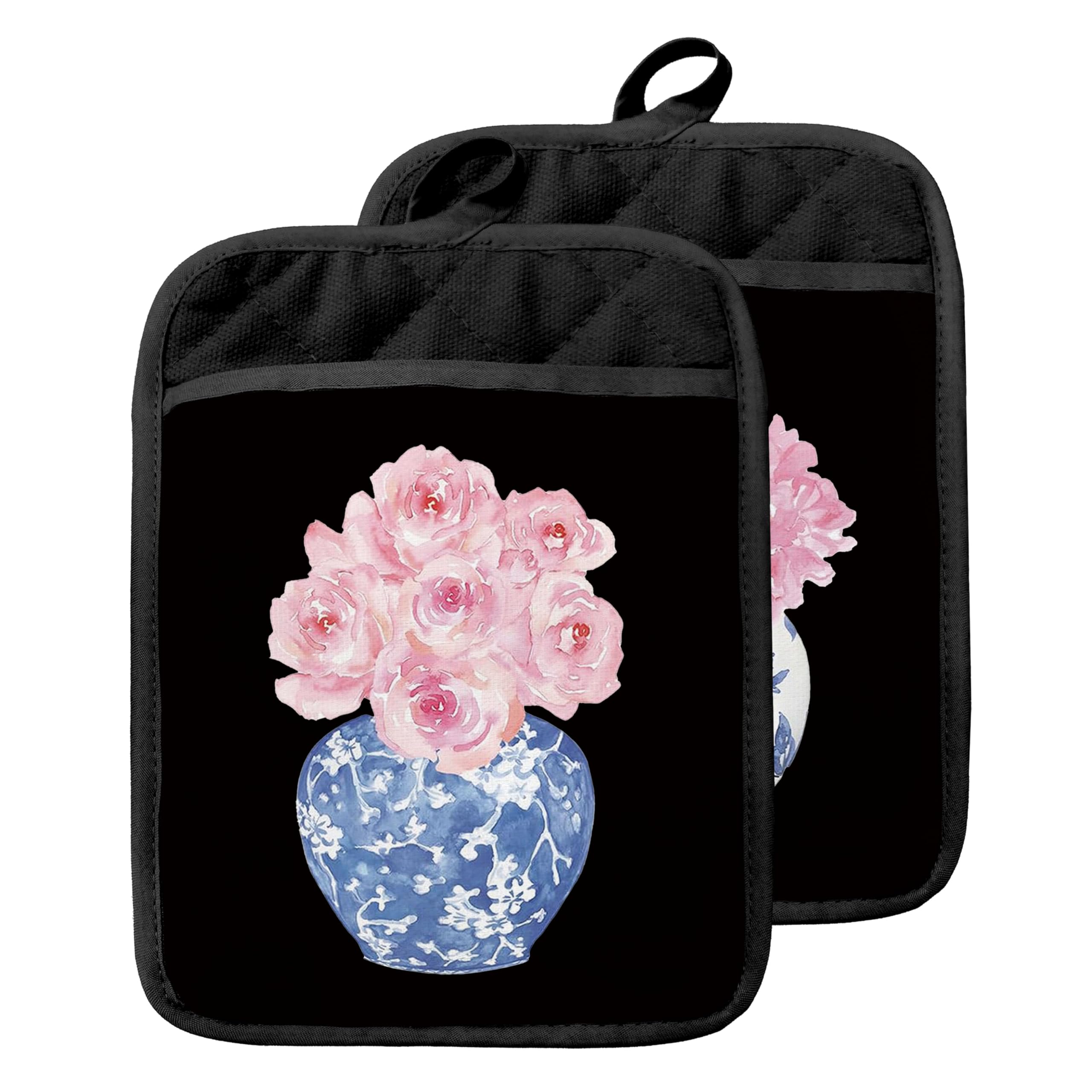 Maniques roses Chinoiserie résistantes à la chaleur pour cuisine et four