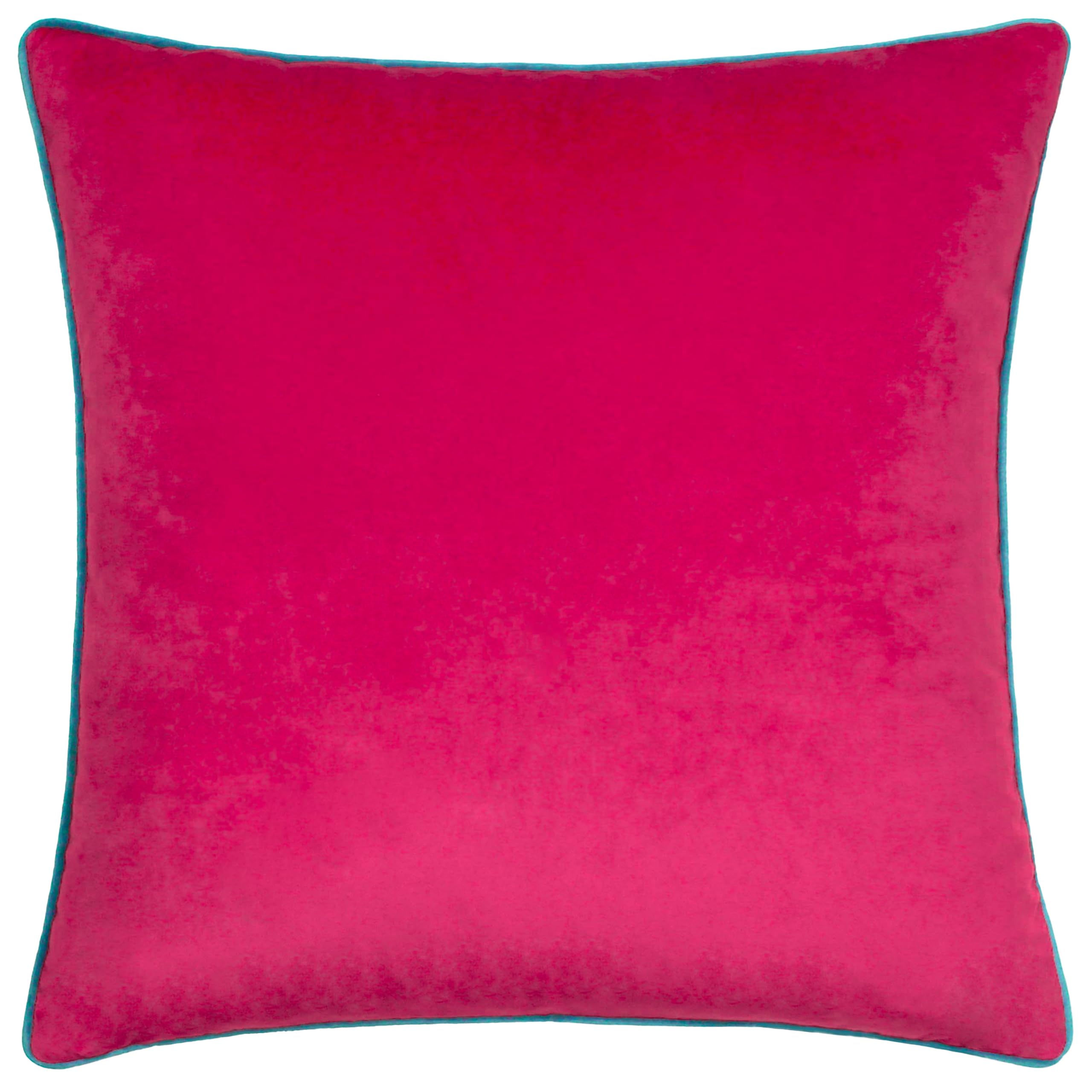 furn. Meridian Feather Filled Cushion – Luxury Contrast Piped Velvet Decorative Pillow (Raspberry/Teal - 45x45cm)
