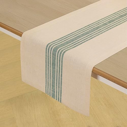 Miniatura 2 de Solino Home Camino de mesa de lino de 36 pulgadas, 100% lino puro verde y natural, camino de mesa de granja de 14 x 36 pulgadas, ideal para tocador