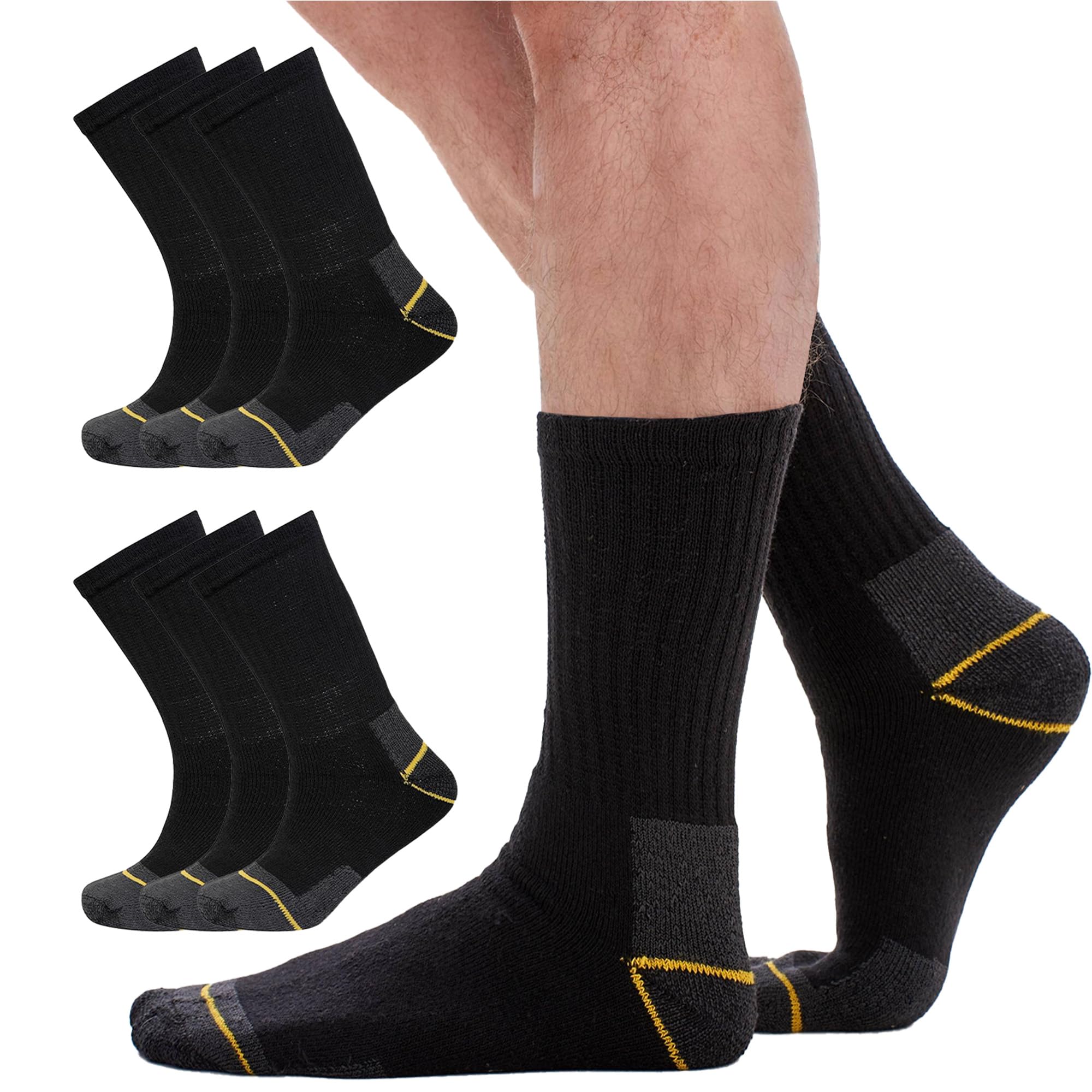 Soxy Men's Big Foot Black 12 Pairs Heavy Duty Work Socks Big Foot Shoe -14 Safety/Steel Toe Boot Socks (12-14, Black) 12-14 Plus