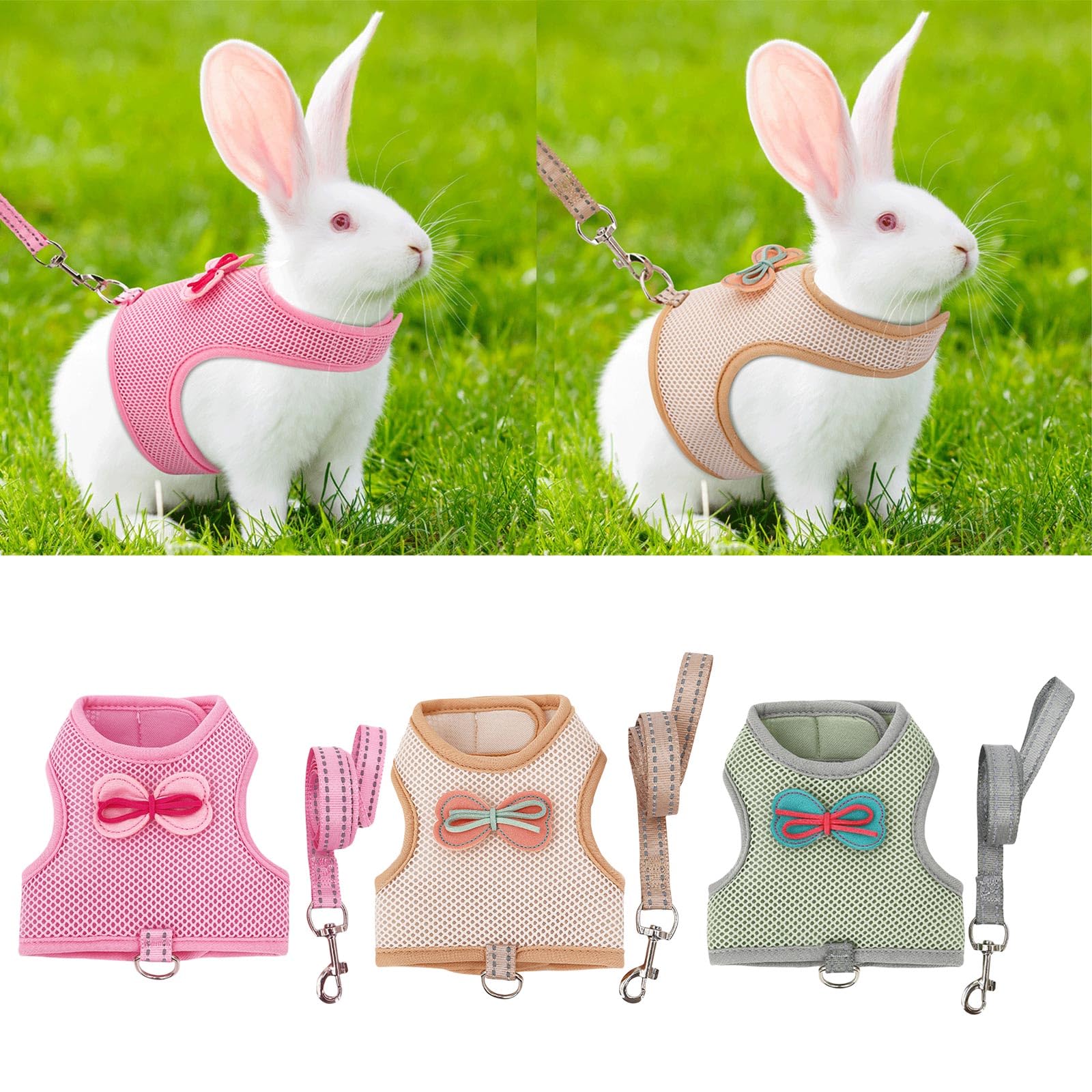 HUANGANG Adjustable Rabbits Harness Leash Set Breathable Vest for Small Pet Hamsters Small Pet Walking Gear