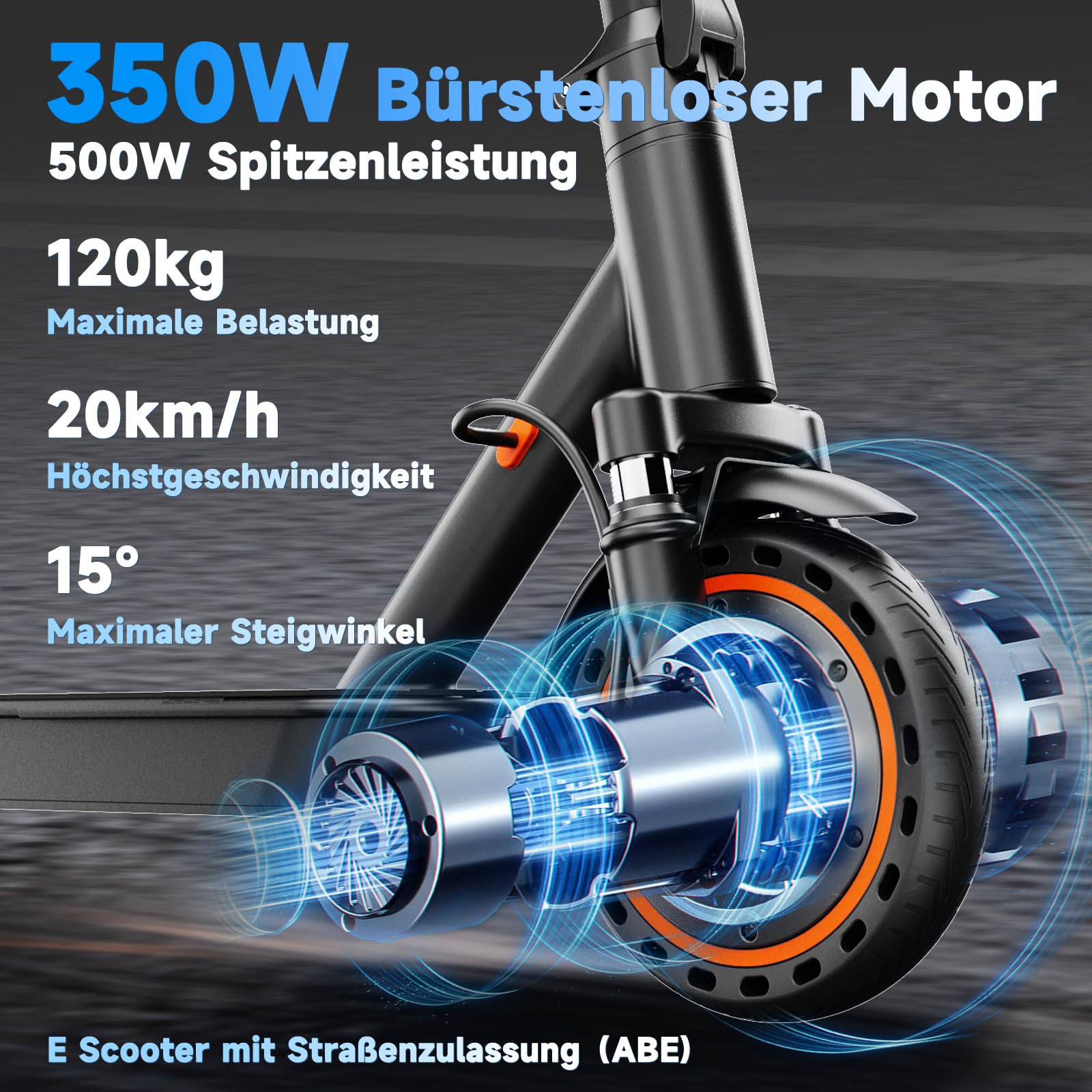 TODIMART E Scooter mit Straßenzulassung T6 DE Mit App, 35KM Reichweite, E Roller mit Doppelbremsen und Doppelfederungssystem, 120kg Tragkraft, Faltbarer Elektroscooter, 8,5 Fuß große Vollgummireifen
