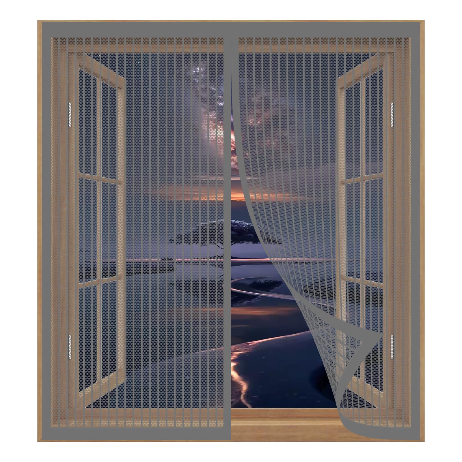 Magnetic Window Screen Insect Mesh 85 x 95 cm Easy Installation No Drilling Or Screwing Fly Bug Mosquito Mesh for Windows Nets to Keep Bugs Out, Grey