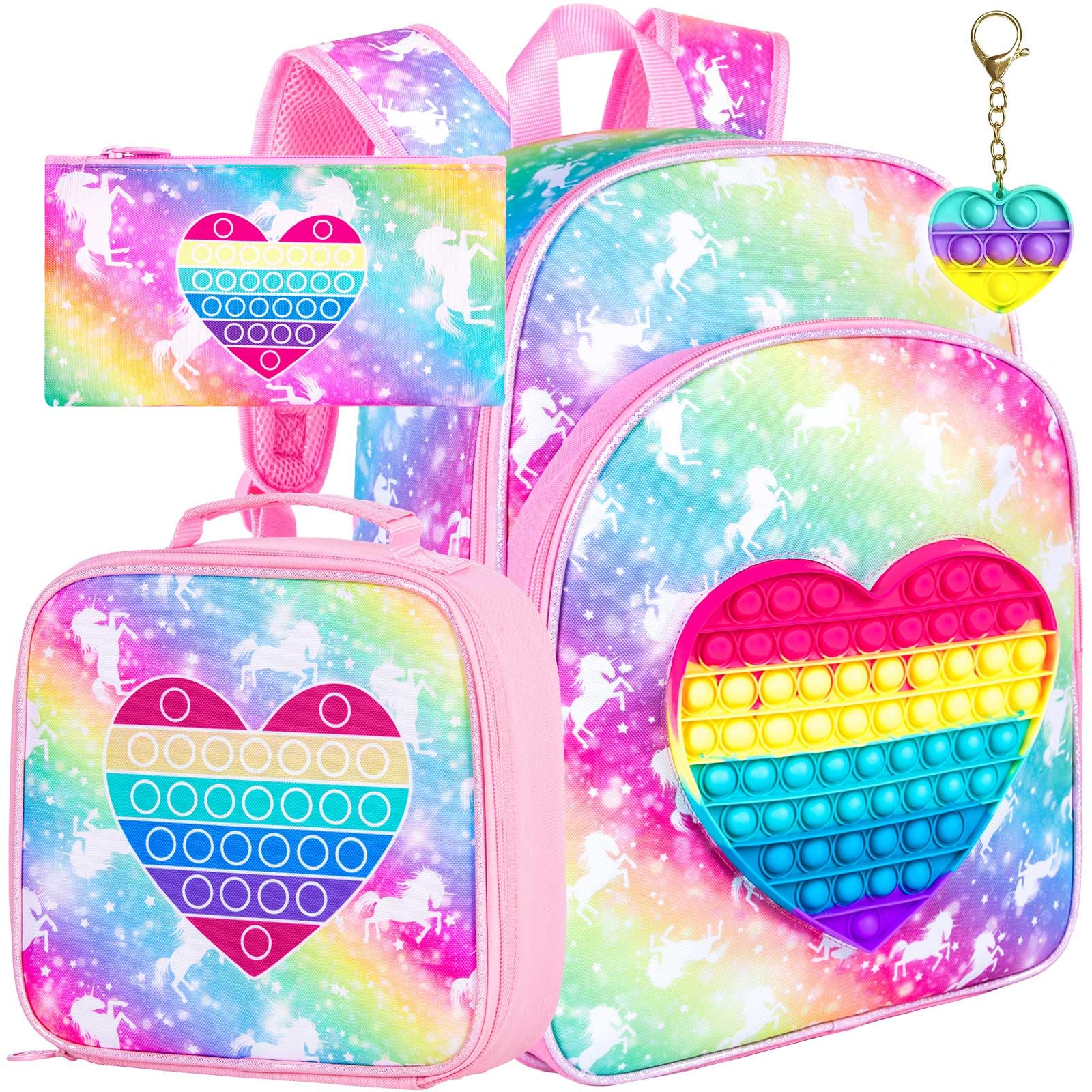 WZLVOKids Backpack for Girls,Unicorn Mermaid Prechool Elementary Kindergarten School Bookbag and Lunch Box