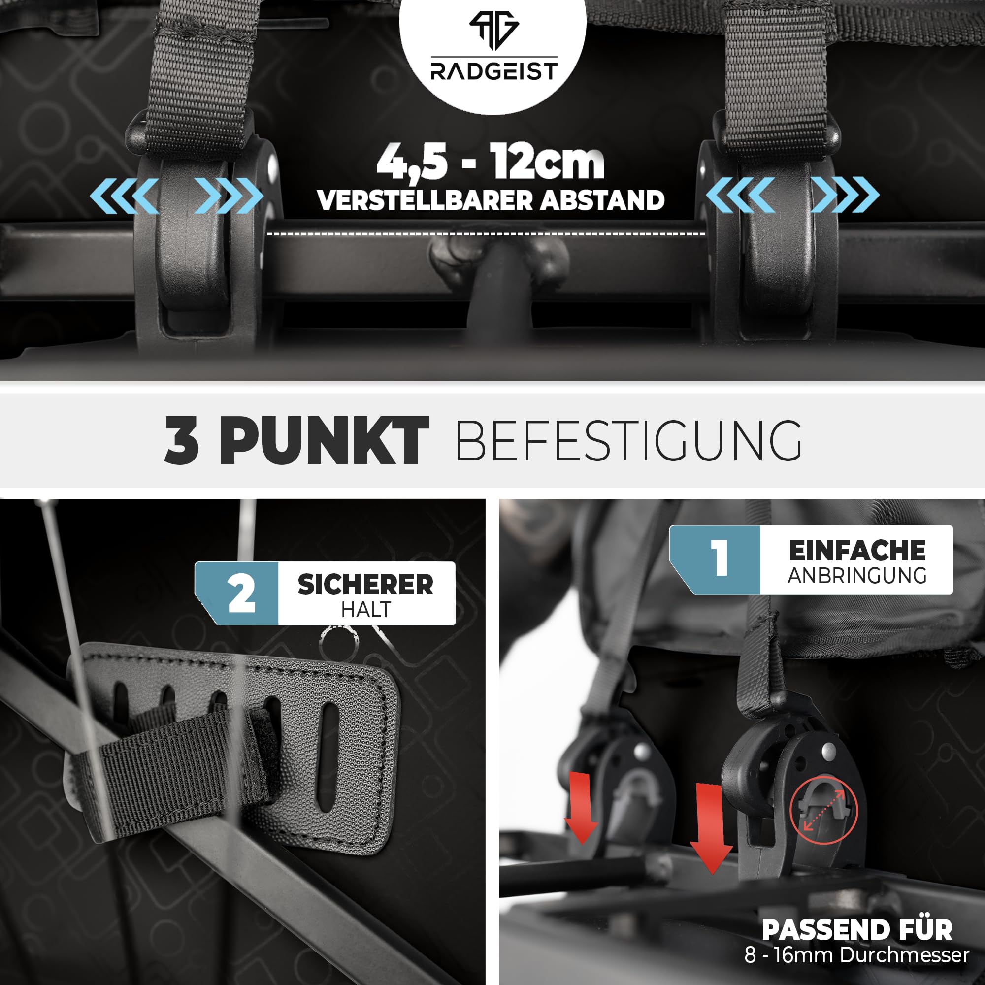 RADGEIST Fahrradtasche für Gepäckträger I Gepäckträgertasche & Rucksack I Fahrradtasche für Damen & Herren I Umhängetasche & Gepäcktasche für Fahrrad 20L Mint