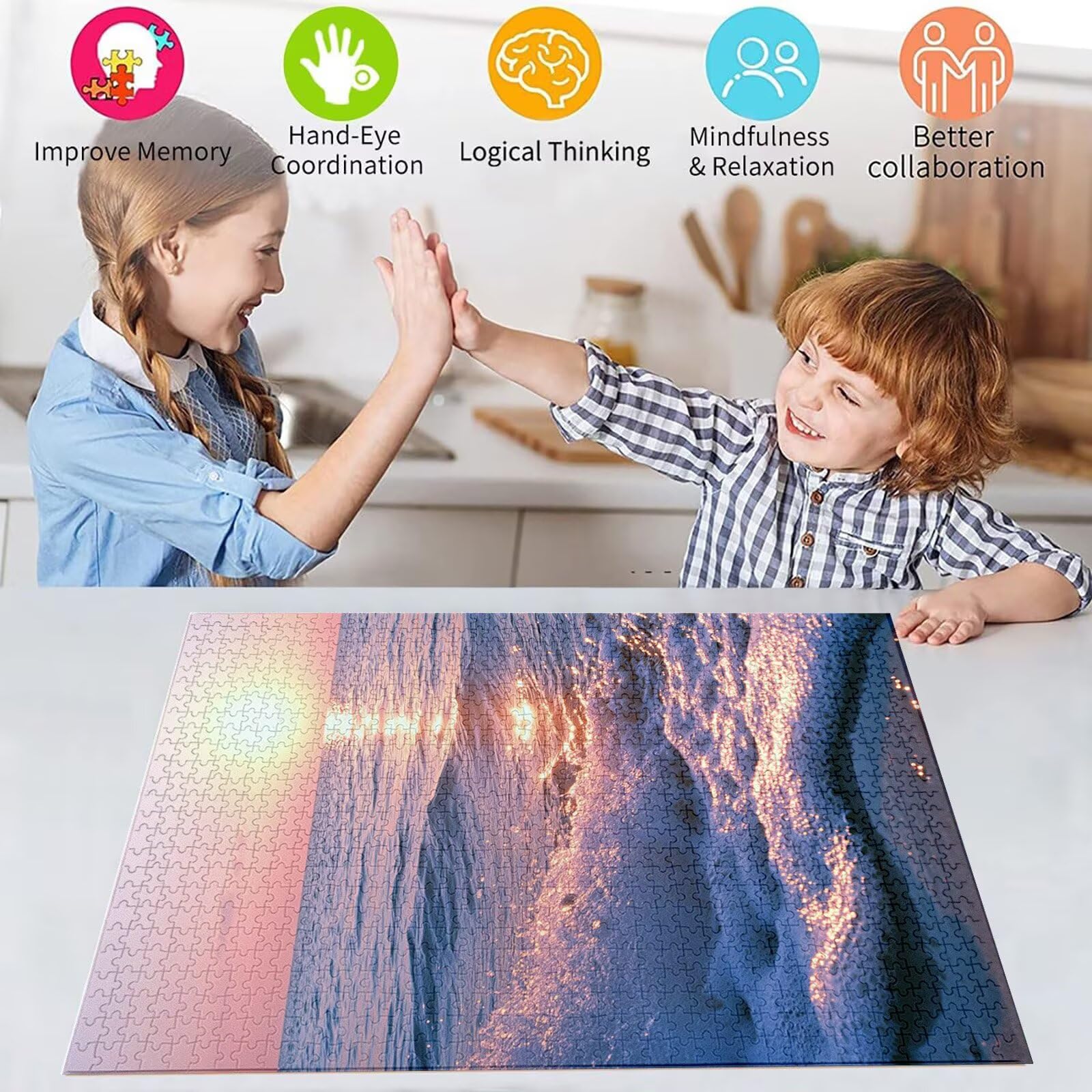 Puzzle 4000 Pezzi per Adulti e Bambini Puzzle Spiaggia Puzzles Classiques, Tramonto Jigsaw Giochi Rilassamento e Intelligence, Idea Regalo Uomo Donna, Consigliato a Partire dai 14 Anni 141x87cm D-889