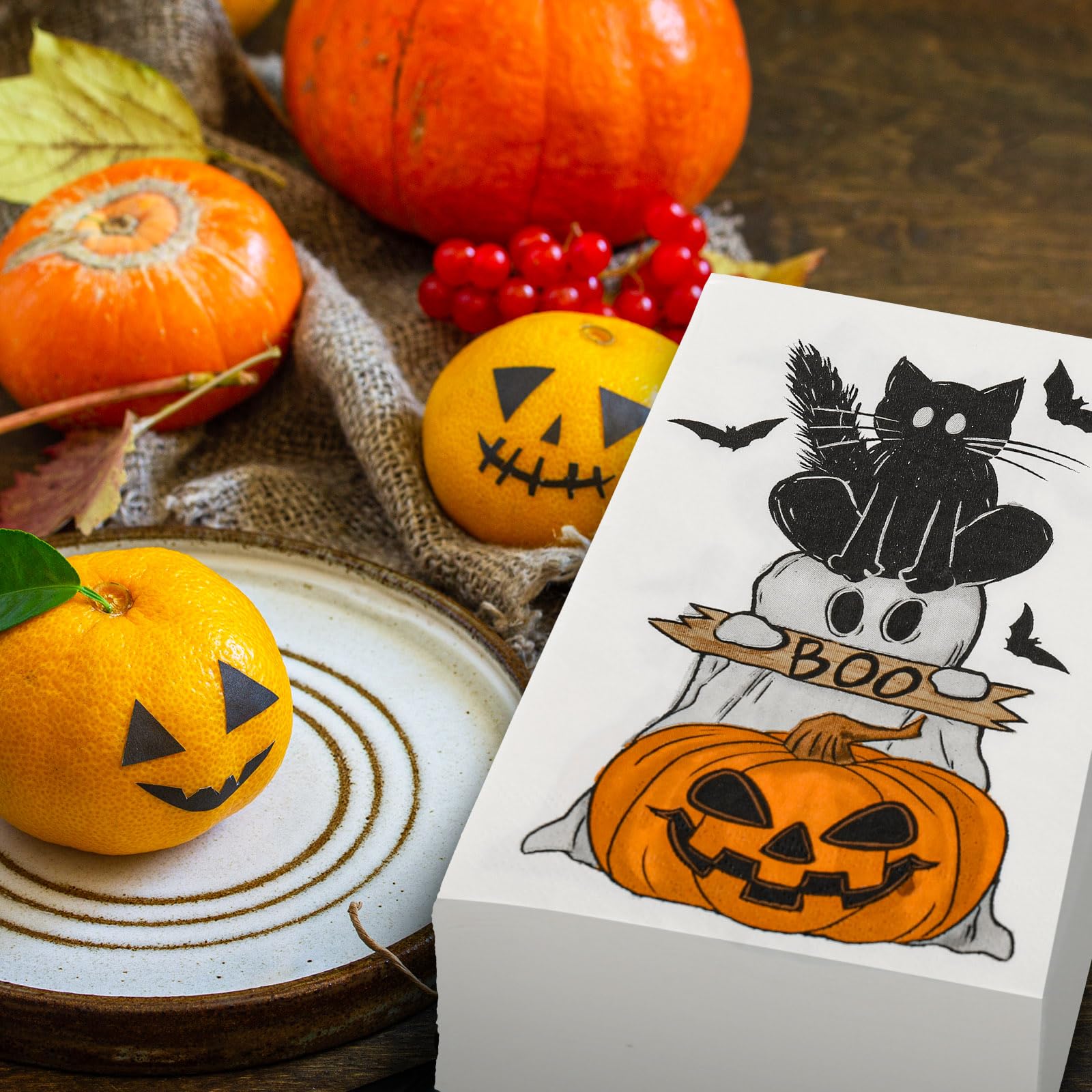 Amazon.co.jp: AnyDesign 80枚 ハロウィン ゲストナプキン