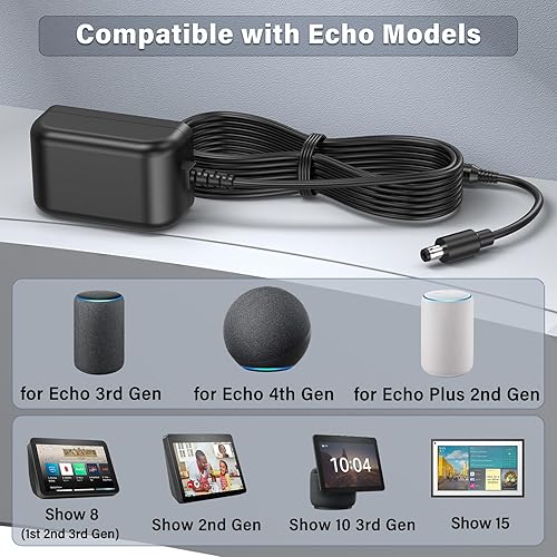 Miniatura 2 de Cargador de 18 V para altavoz Echo de 3 4 generación con cable de alimentación Alexa, adaptador de CA y CC para Echo de 3 4 generación, para Echo