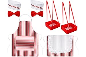 Therwen Popcorn Costume Adult Waiter Costume Soda Jerk Costume Hat