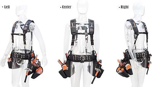 Miniatura 3 de WELKINLAND Cinturones de herramientas de 39 bolsillos para hombres con tirantes, cinturón de herramientas acolchado de 4 pulgadas, cinturón de