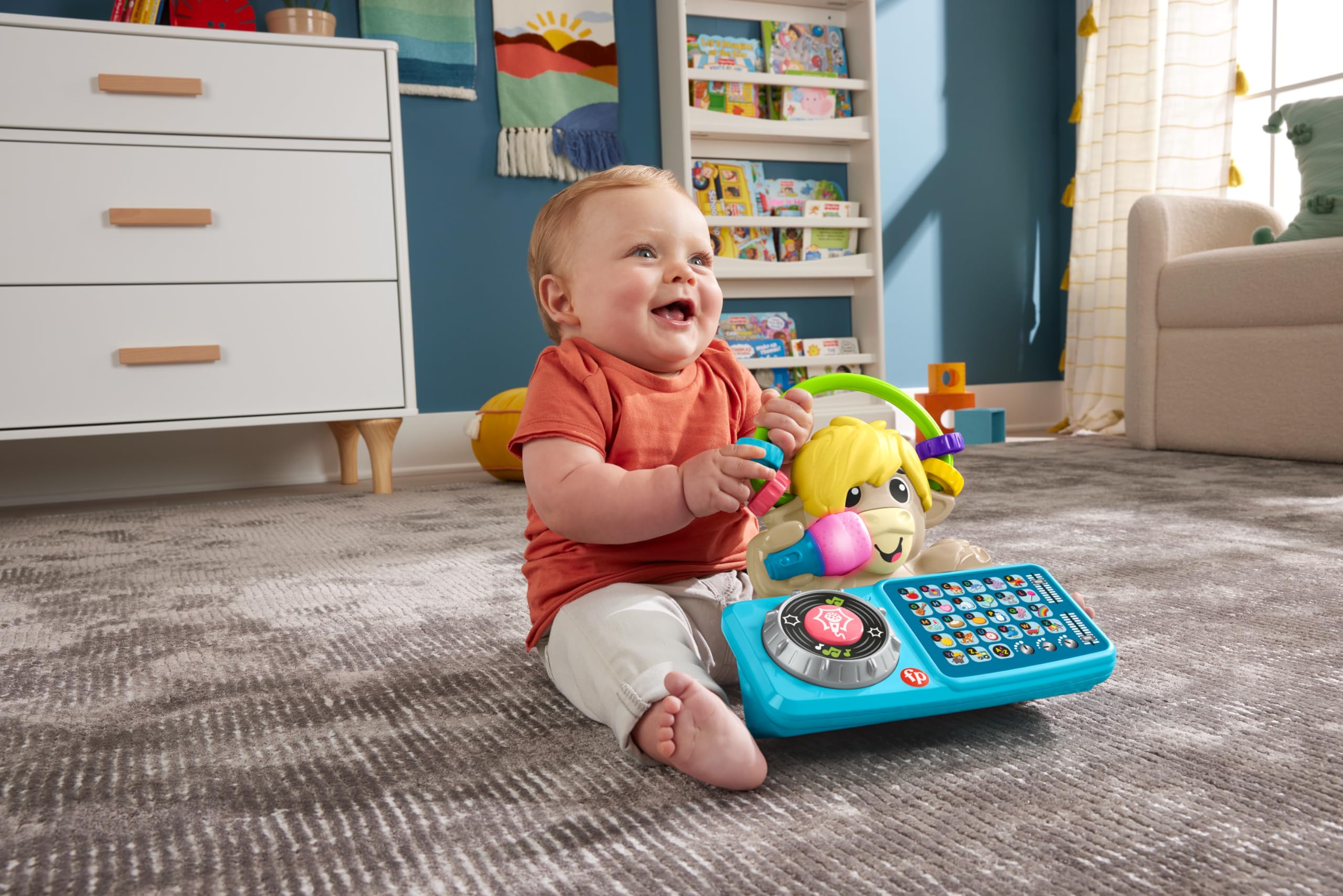Fisher-Price Juguete De Aprendizaje Para Bebés Y Niños Pequeños, Estrella De DJ Con Luces Musicales Y Acción De Rebote Para Mayores De 6 Meses