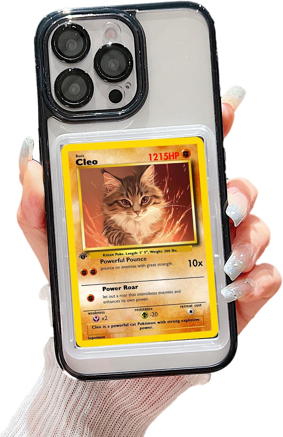 Card/Photo Display Phone Case for iPhone | TCG/Picture Display Top Loaders & Sleeves | Compatible Pokemon Cards, Sports, One Piece, Magic (Black, iPhone 15 Pro)