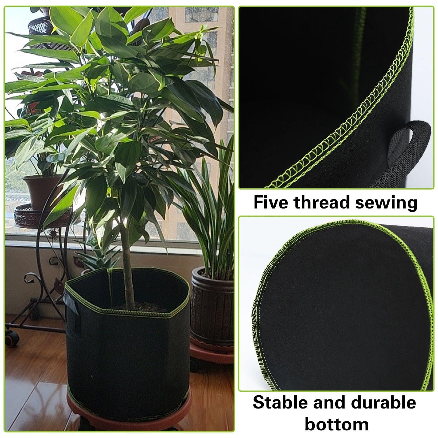 WUFGWBD 4 Pieces Of Planting Bags, Tree Planting Bags With Ears, Beautiful Planting Bags, Non-Woven Planting Buckets - Image 3