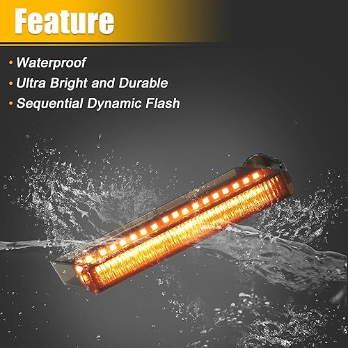 Miniatura 5 de X AUTOHAUX Luces direccionales para Ford F-150 Expedition para Lincoln Mark LT 4L3Z-13B374-AA 4L3Z-13B375-A Secuencial Ahumado LED Luz de espejo de