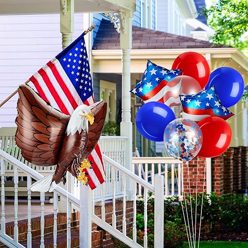 Miniatura 6 de 24 globos patrióticos de águila de Estados Unidos, globos azules, blancos y rojos, decoraciones de fiesta del Día de los Caídos, globos grandes de
