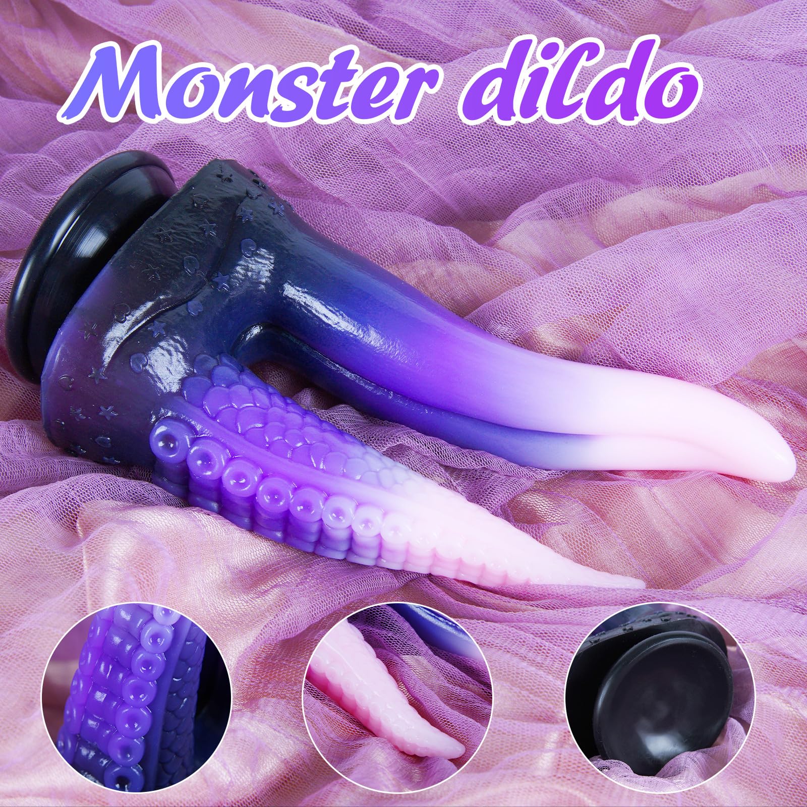 8" Silicone Double Ended Tentacle Tongue Dildo for Lesbian Women, 7" Monster Large Double Sided Ended Dildo with Suction Cup, 6" Dragon Dildos Anal Plug Fantasy Pink Purple Alien Sex Toy for Couples: Powder Blue L