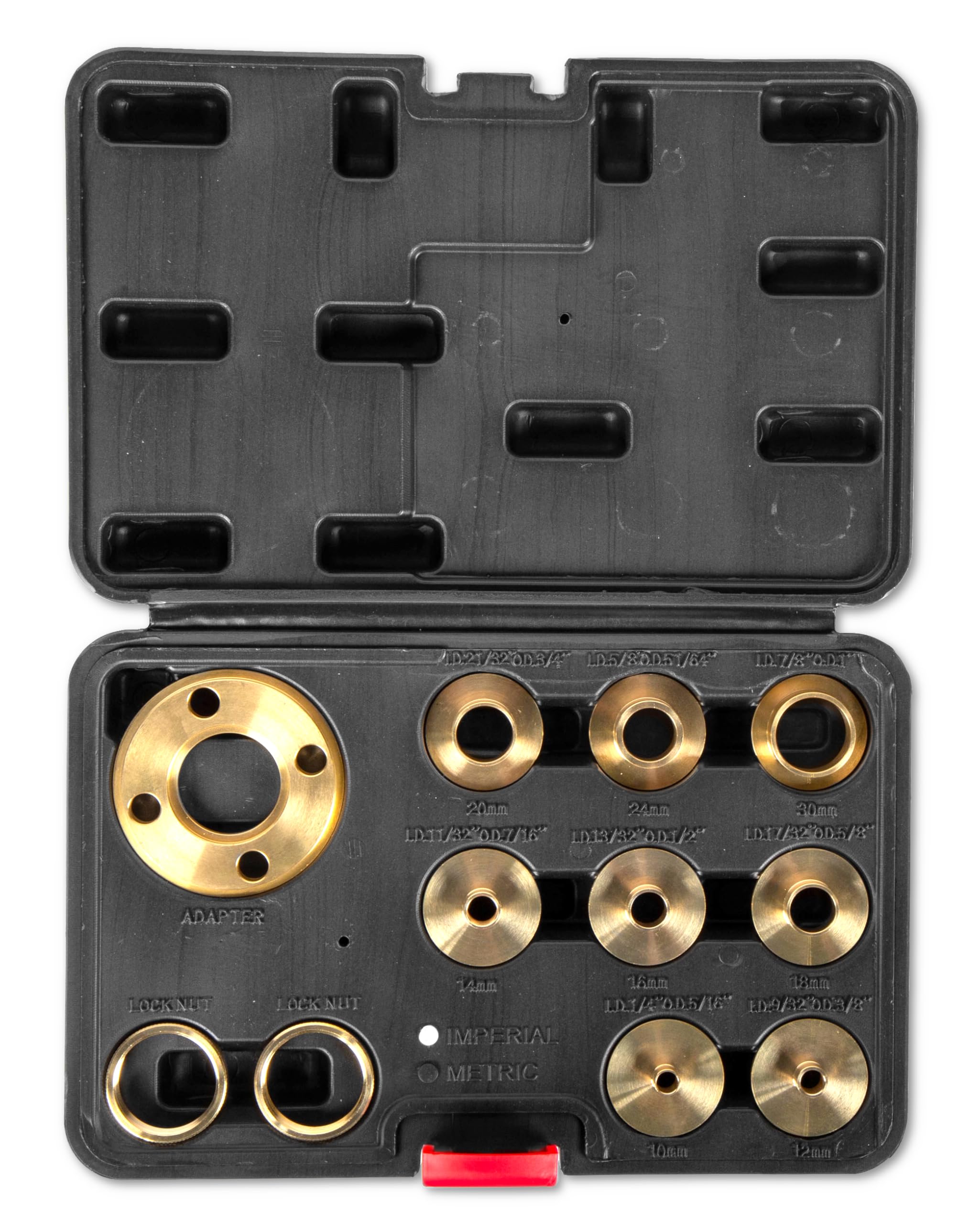 Wen Juego de plantillas y bujes guía de latón macizo, placa base de 1-3/16 pulgadas, kit de 11 piezas (RT011A)