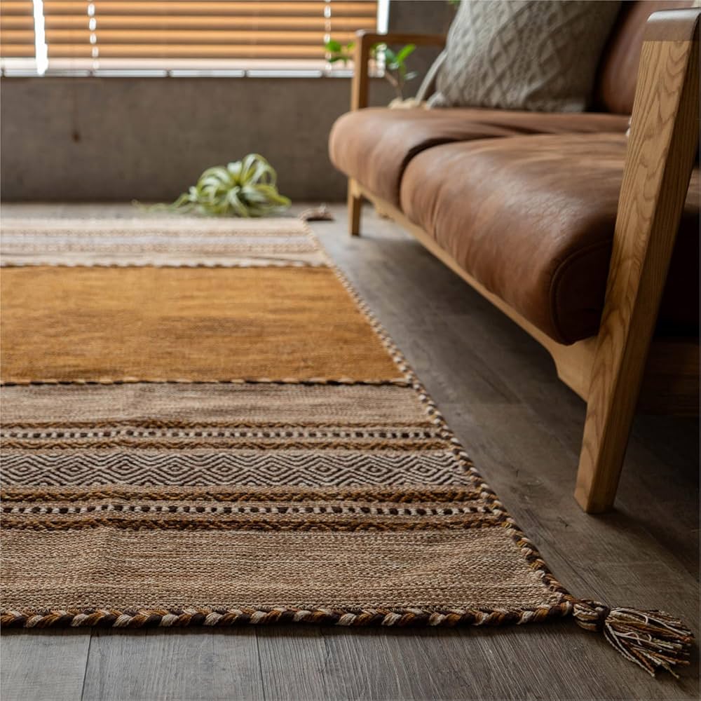 サヤンサヤンアジアンラグマットインドキリム約140x200 ラストカラーインド綿 サヤンサヤン 玄関マット キリム 室内 屋内 90×130 ラグ