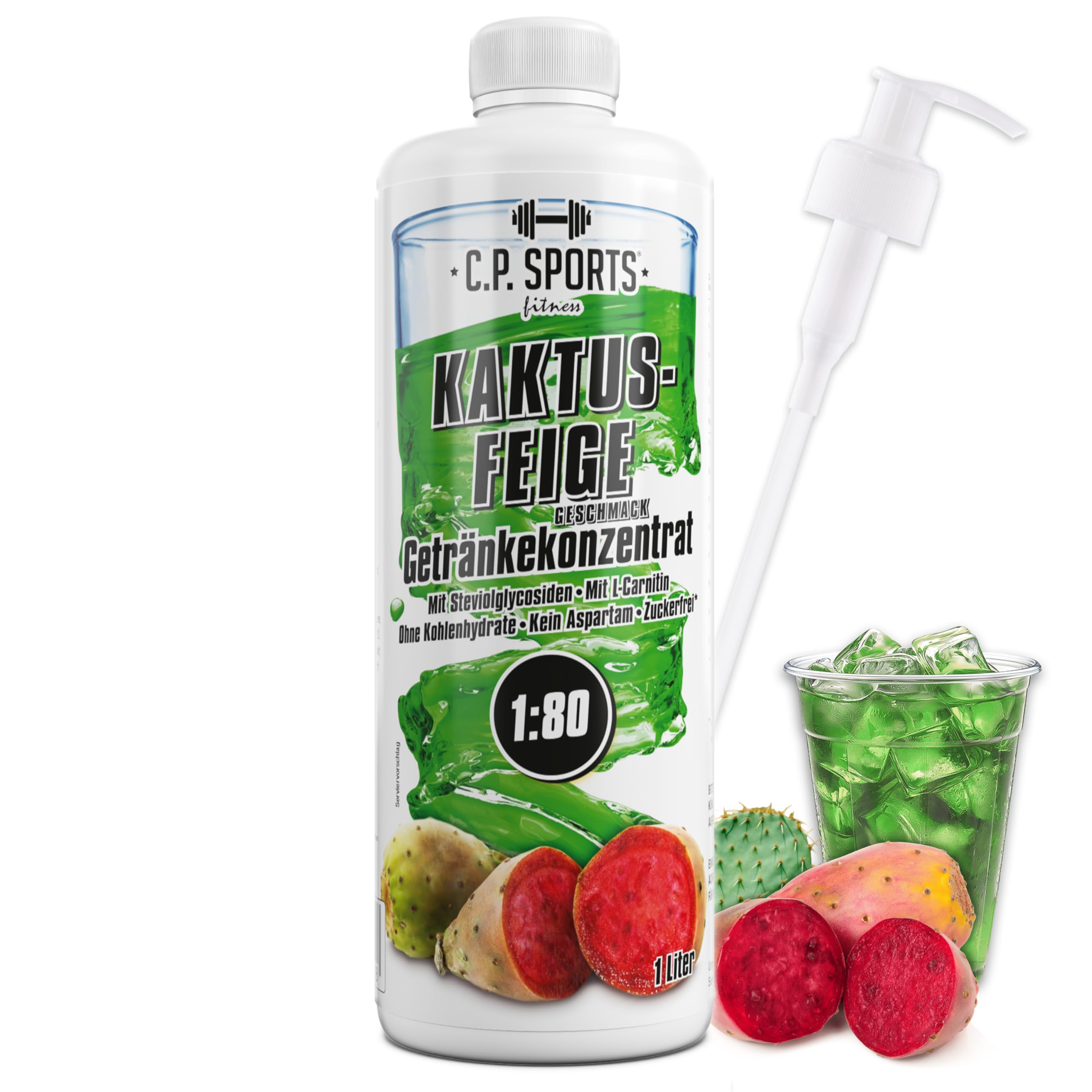 C.P. Sports Getrnkesirup KAKTUSFEIGE fr Mineraldrink I VITAMINE +  ZUCKERFREI* I Getrnkekonzentrat Sirup 1:80 zum Mixen mit Wasser fr  Vital-Drink ...