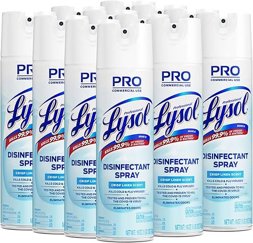 Aerosol desinfectante profesional Lysol lino crujiente 228 onzas 12 x 19 onzas