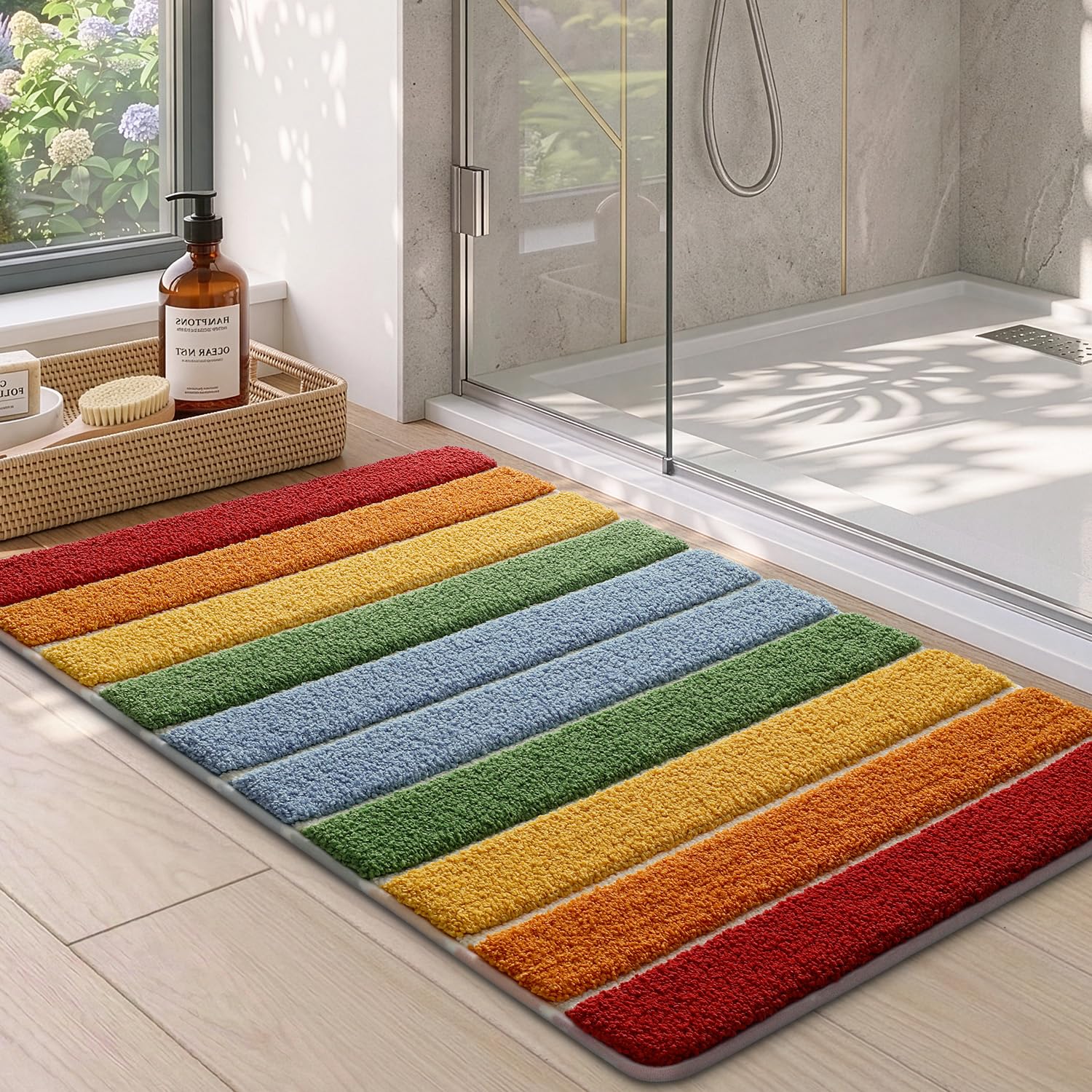 DEXI Bath Mat 40 x 60 cm, Non-Slip and Absorbent, Colorful