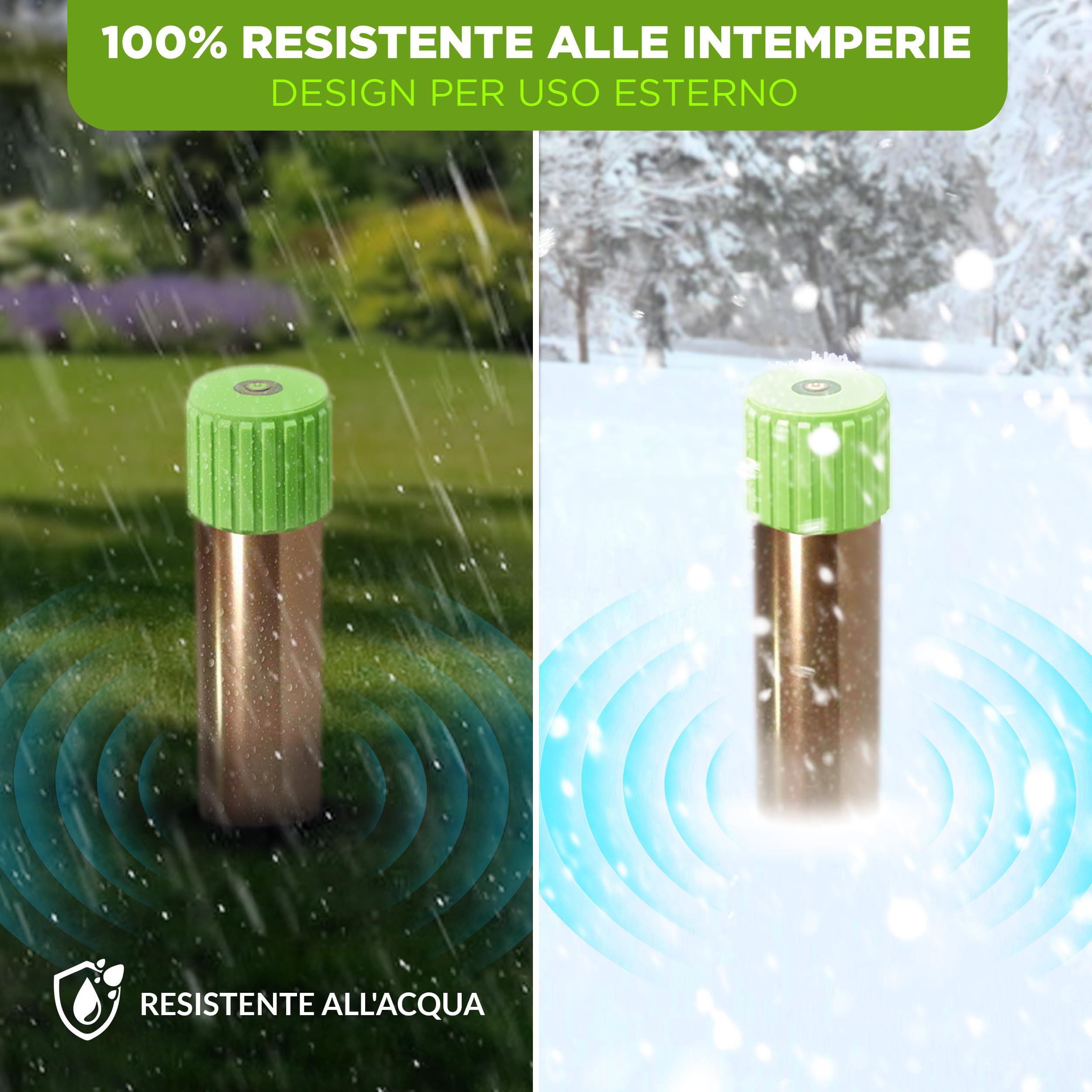 ISOTRONIC Repellente per talpe, arvicole e serpenti – Repellente per talpe a batteria con picchetto per il giardino – Area di copertura effettiva 1.250 m² (2 unità)
