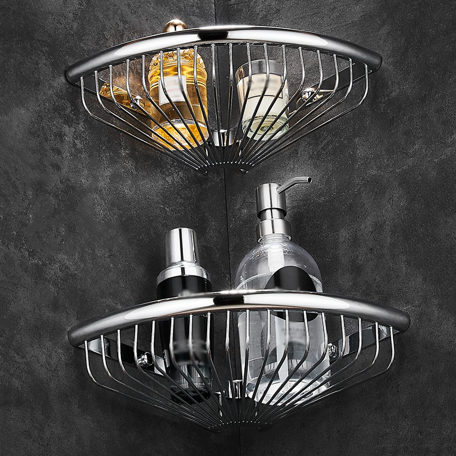 Estanteria Ducha Esquina de ducha Caddy Bathround estante, estantes de almacenamiento Cestas de triángulo, Baño Cesta de almacenamiento de cocina, Negro o Plata Estante Ducha/Baldas de baño ( Color :