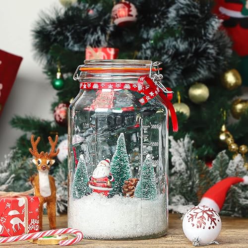 Miniatura 2 de Folinstall Tarro de almacenamiento de vidrio de boca ancha con tapas herméticas, tarros grandes de 1 galón con 2 marcas de medición, gran capacidad