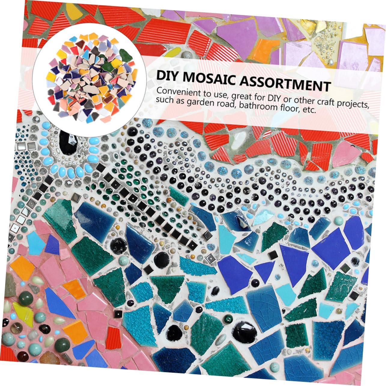 iplusmile 1sacchetto Tessere Mosaico in Pietre Irregolari Pezzi di Mosaico Fai da Te in Ceramica Accessori per Artigianato Artistico Design Dimensioni Irregolari per Facile Applicazione
