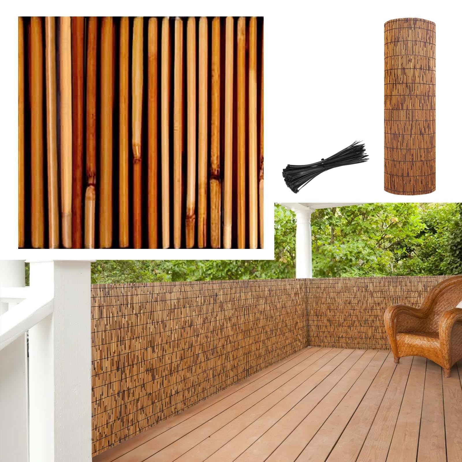 MMleYN Canne Di Bambu Per Esterno 70cm X 300cm, 90cm X 400cm, 120cm X 500cm Canne Bambù Recinzione Giardino Esterno Per Patio Esterno Nel Cortile (carbonizzazione) (Size : 120cmx600cm(39ftx20ft