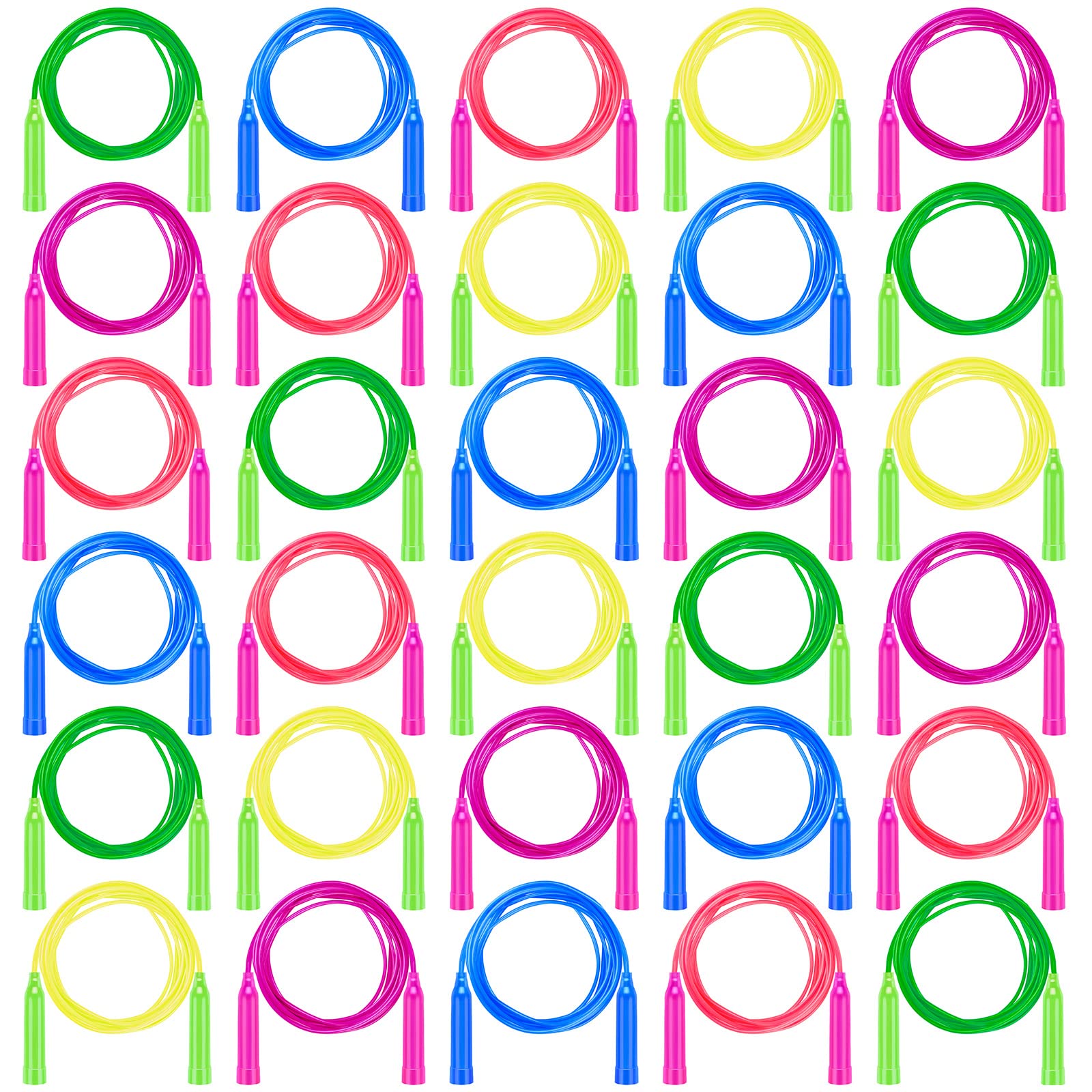 Aneco 30 Pack Kids Jump Rope Set 7.3 Feet Outdoor Jump Ropes Colorful Kids Jumping Ropes Great Sports Activities Birthday Party Favors Gifts