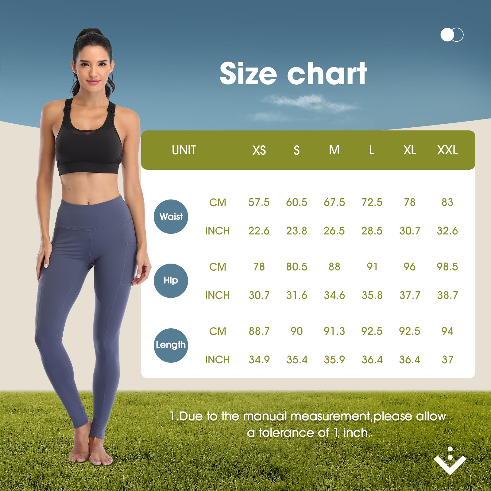 Ollrynns Leggins Sportivi Donna Vita Alta Leggings con Tasche Fitness Push Up Leggins Allenamento Yoga Palestra Pantaloni CA166