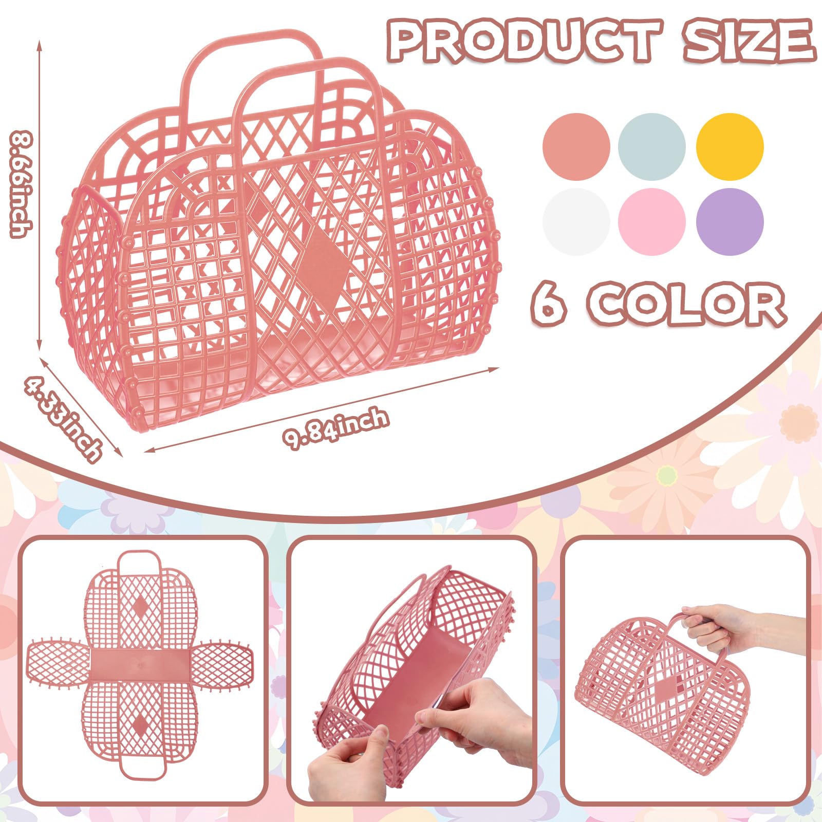 Hushee Confezione da 24 sacchetti di gelatina per ragazze, sacchetti regalo in gelatina, con manici, piccole borse in plastica, borse da spiaggia, vuote, cestino regalo per insegnanti, scuola